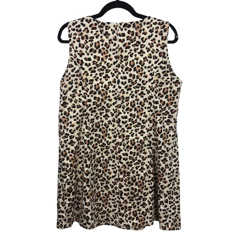 Zara Trafaluc Womens Large Brown Leopard Animal Print Cotton Mini Shift Dress - Picture 2 of 4